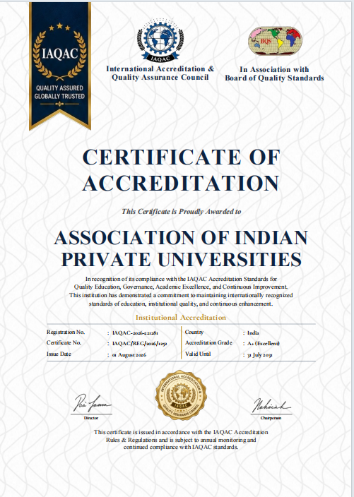 AIPU IAQAC Certificate of Accreditation
